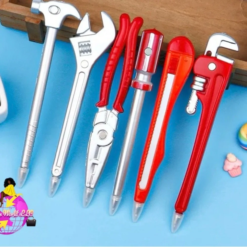 Red & Silver Tool-Shaped Ballpoint Pens ( 1 )